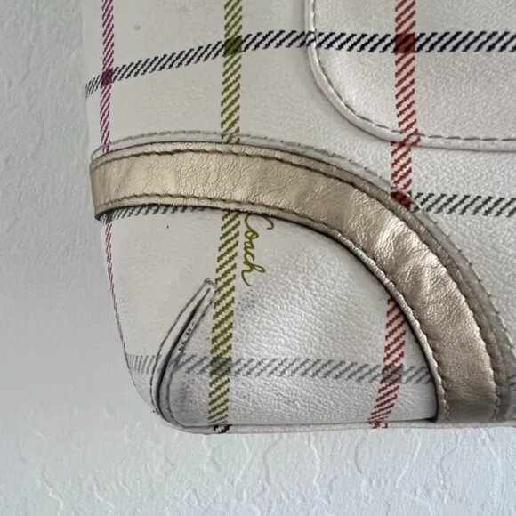 Coach Heritage Tattersall Signature Leather Shoulder Bag Purse, Wristlet & Dusty - Picture 9 of 16